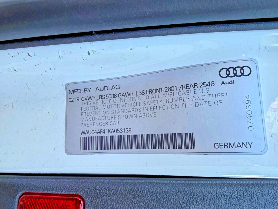 Audi S4/RS4 2019 — Copart