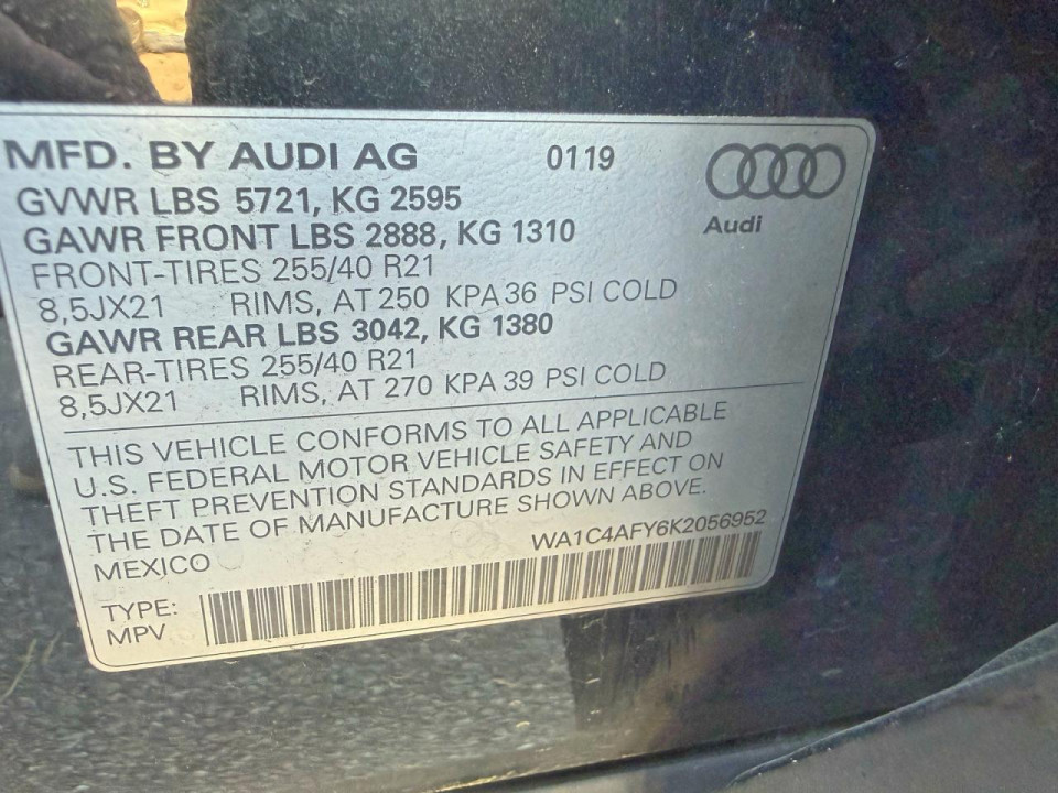 Audi SQ5 2019 — Copart