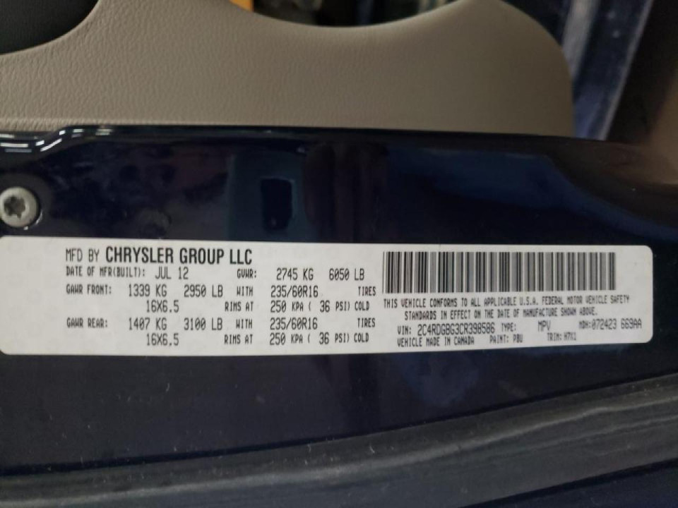Dodge CARAVAN 2012 — Copart