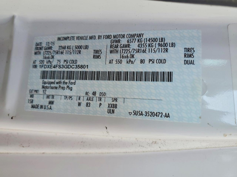 Ford 20 PASS BU 2016 — Copart