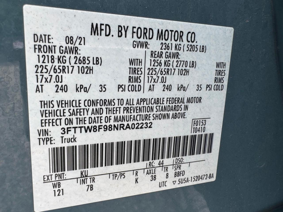 Ford MAVERICK 2022 — Copart