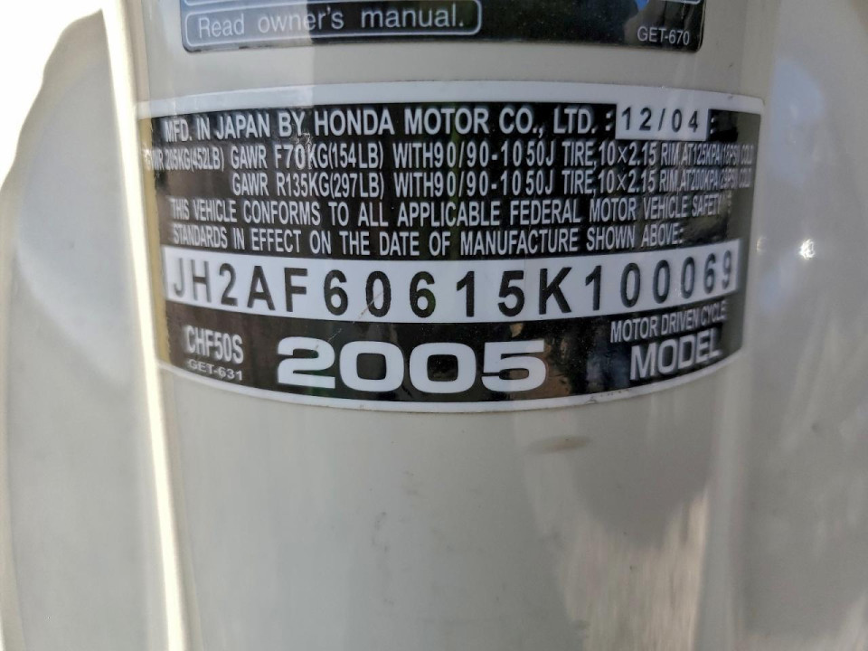 Honda ELITE 2005 — Copart