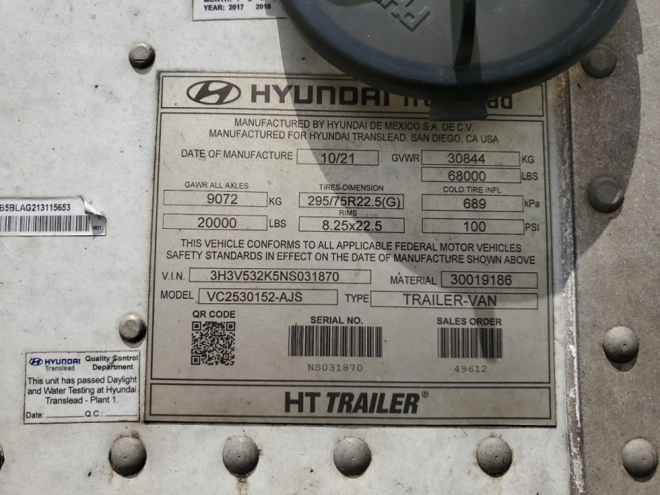 Hyundai UNKNOWN 2022 — Copart