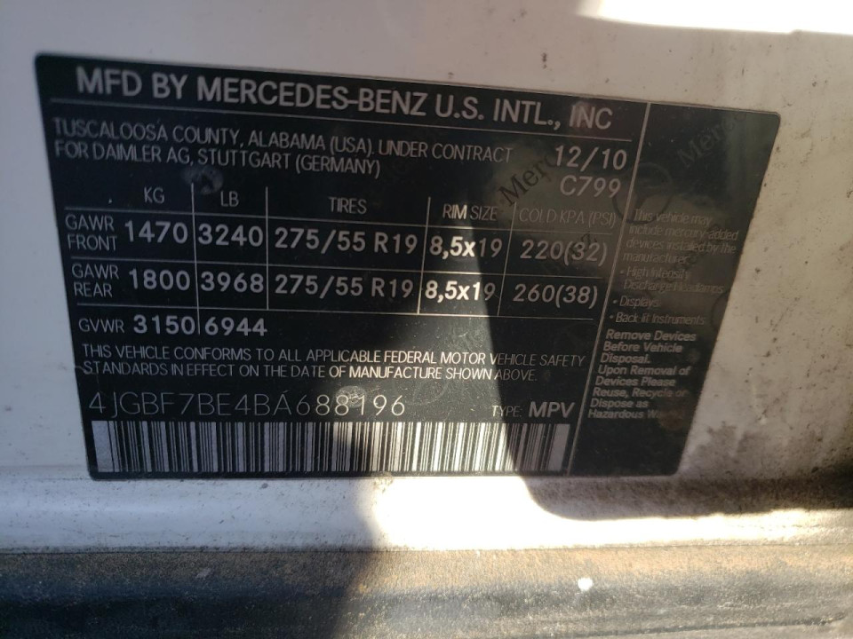 Mercedes-Benz GL-CLASS 2011 — Copart