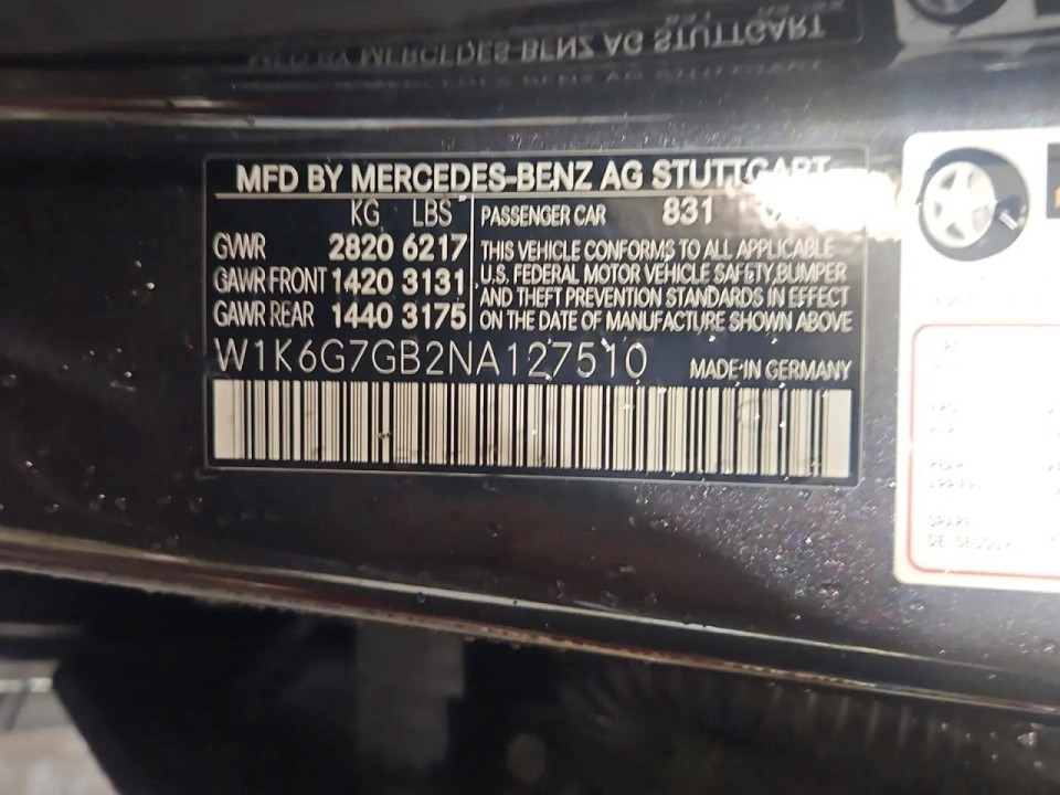 Mercedes-Benz S-CLASS 2022 — Copart