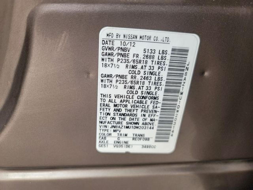 Nissan MURANO 2013 — Copart