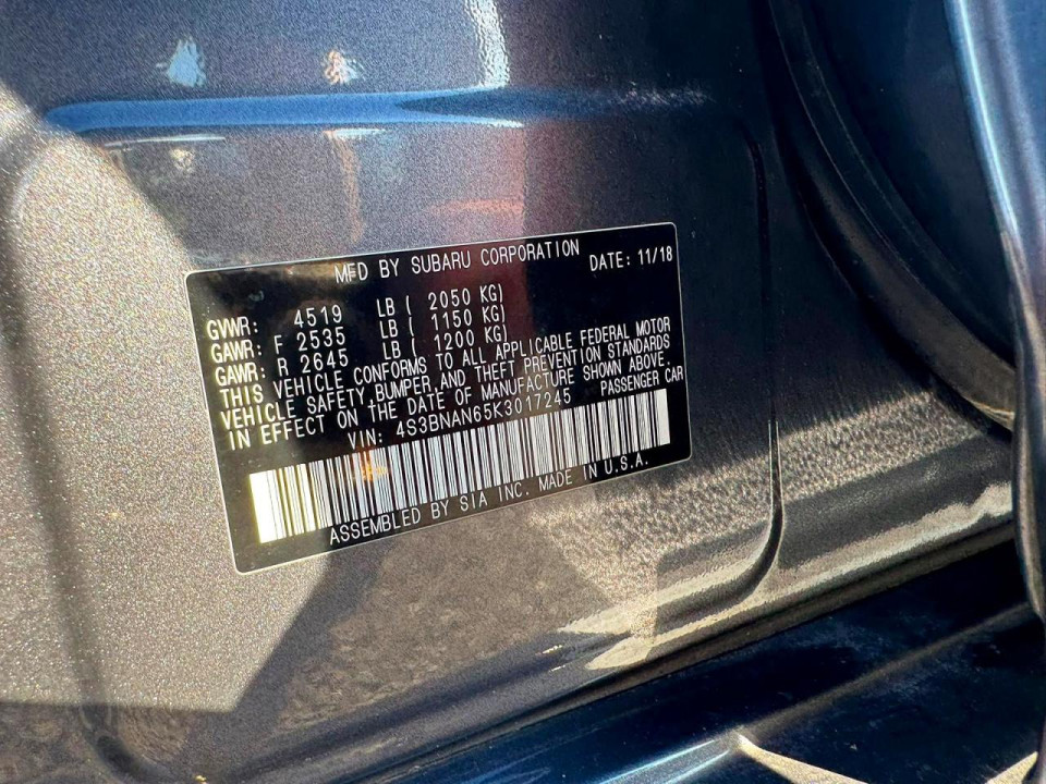 Subaru LEGACY 2019 — Copart
