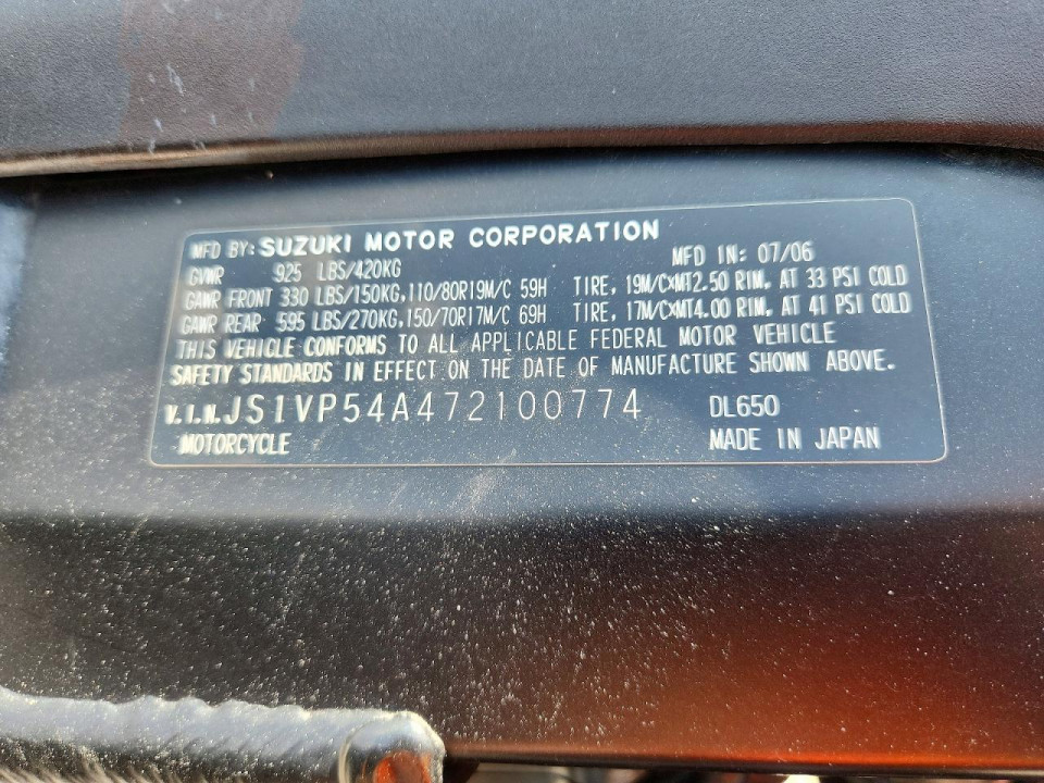 Suzuki CYCLE DL 2007 — Copart