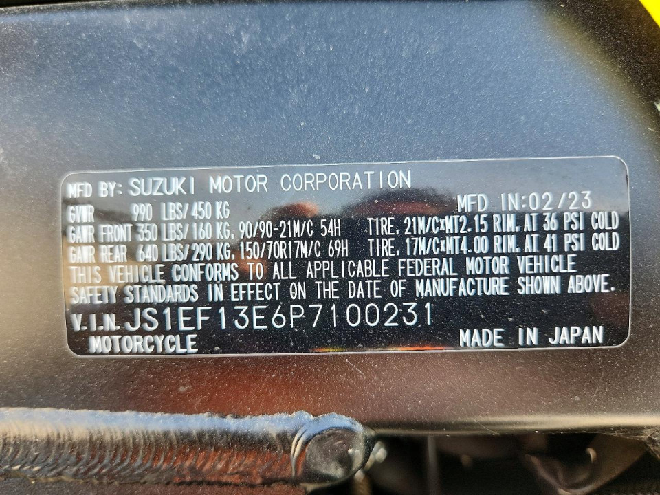 Suzuki DL1050 DE 2023 — Copart