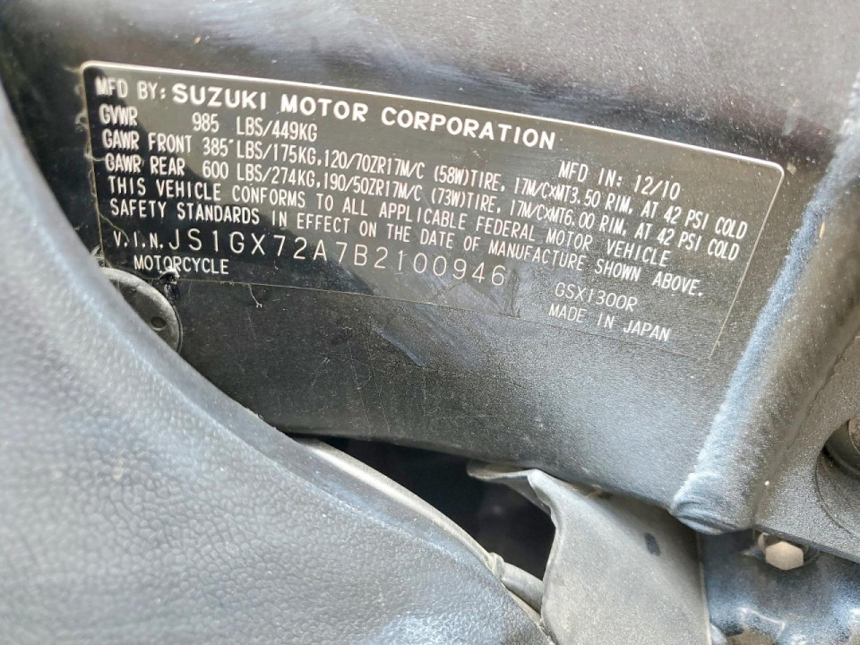 Suzuki GSX1300 2011 — Copart