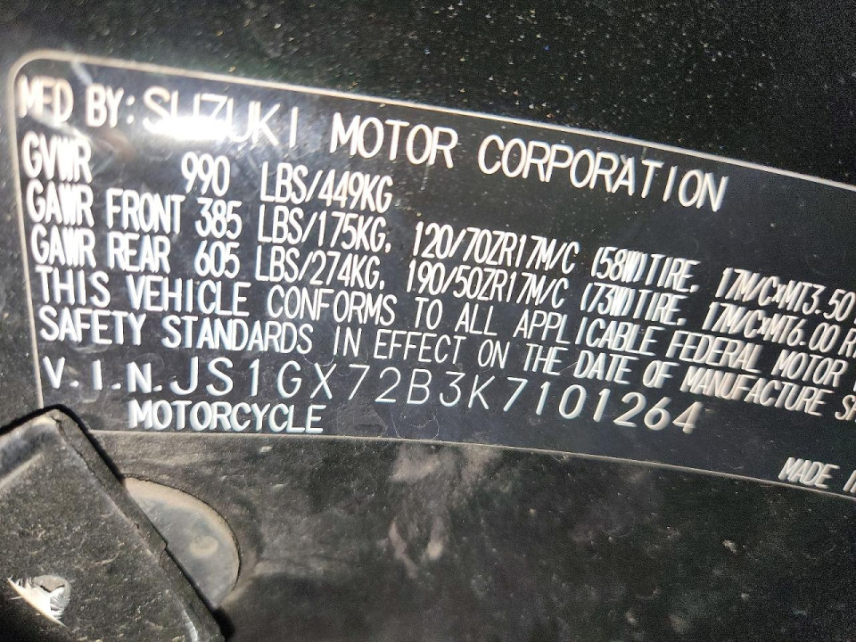 Suzuki GSX1300 2019 — Copart