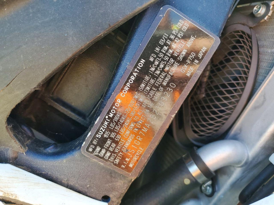 Suzuki GSX750 2011 — Copart