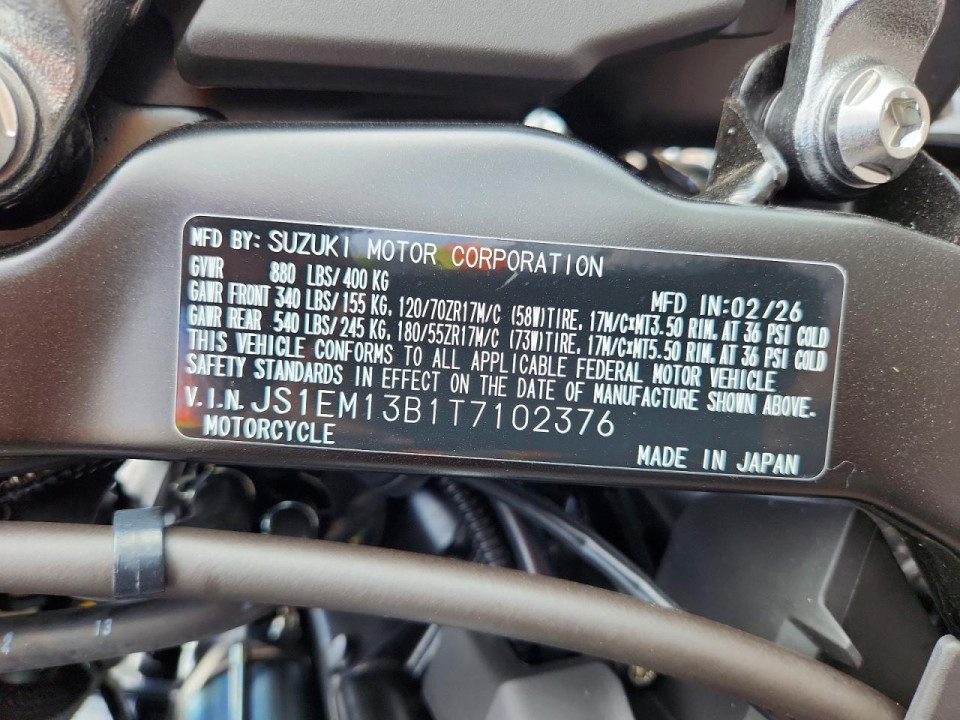 Suzuki GSX800 F 2026 — Copart
