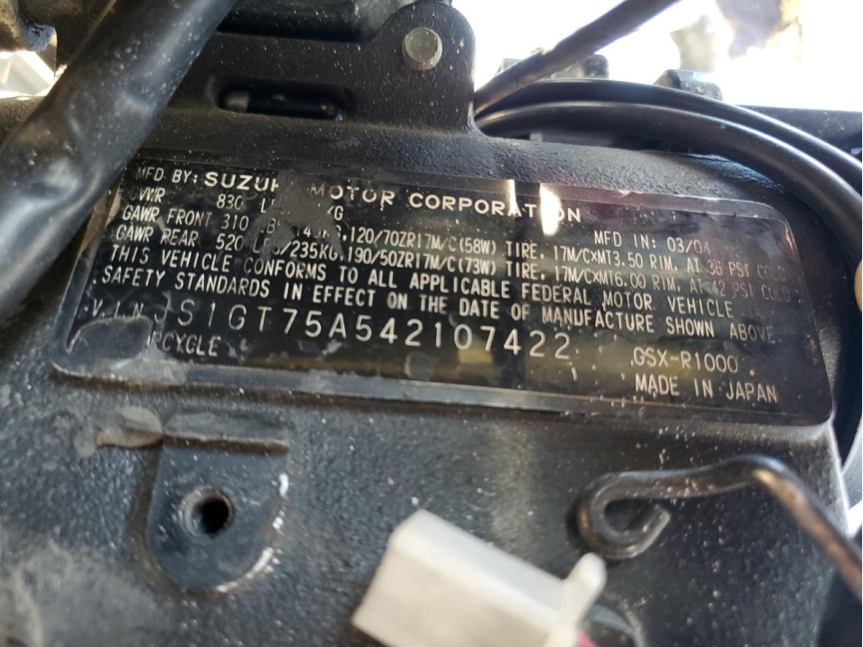 Suzuki GSXR1000 2004 — Copart