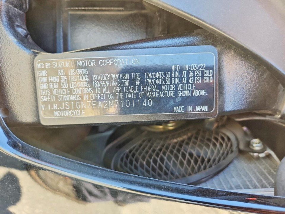 Suzuki GSXR600 2022 — Copart