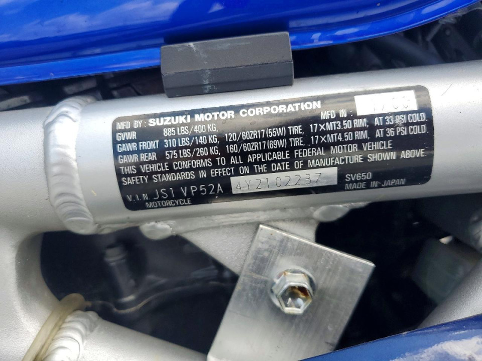 Suzuki SV650 2000 — Copart
